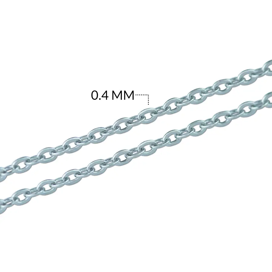 Cadena en acero eslabón punto diamante 0.4 mm x metro