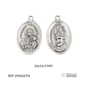 Medalla en zamak niquelada Juan Pablo 26×16.5 mm